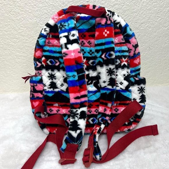 Vera Bradley Nordic Stripe Reindeer Soft Plush Fleece Mini Backpack New - Picture 2 of 11